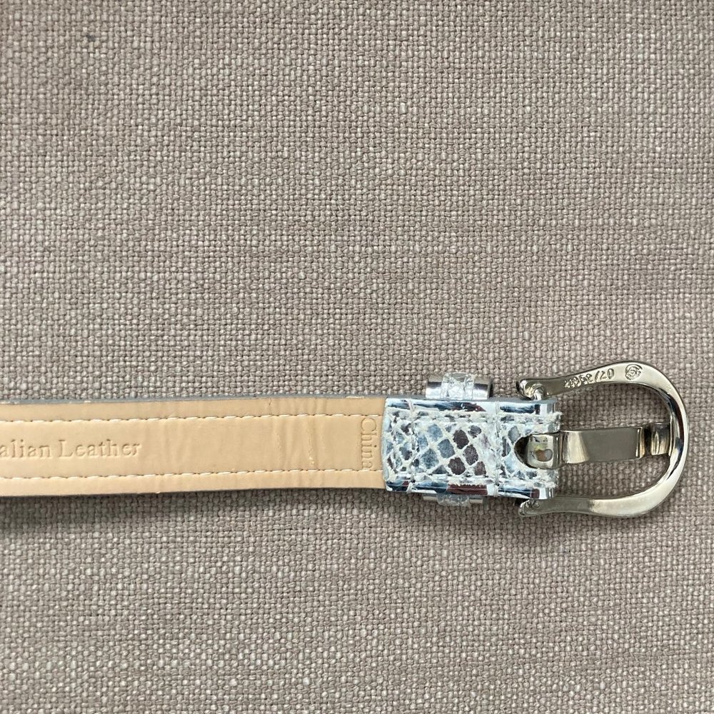 Via Spiga Belt - Metallic Silver Faux Snake Skin Skinny Thin - Picture 7 of 9